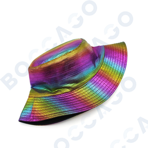Chapeau Bob Métallique Holographique Arc-en-ciel Brillant Iridescent Couleur Laser Unisexe pour Festival, Soirée Rave et Protection Solaire - Product Image 5
