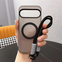 Funda Magnética Translúcida Mate a Prueba de Golpes con Correa de Mano para Google Pixel 10, 9, 8 Pro, XL, 9a, 8a, 7a, 10a