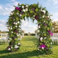 Nouvel Arrangement Floral Personnalisé de Roses en Soie Artificielles, Décoration de Couloir Violet, Arche Florale pour Mariage