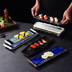 Assiette rectangulaire japonaise rétro de luxe légère pour <span class=keywords><strong>sushi</strong></span>/yakitori, en céramique, vaisselle de table - Product Image 4