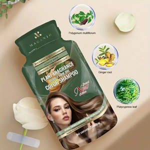 Shampoo colorant capillaire à base de plantes, non collant pour le cuir chevelu, coloration semi-permanente, longue durée, facile à utiliser, en stock, 30ml*10/boîte - Product Image 6