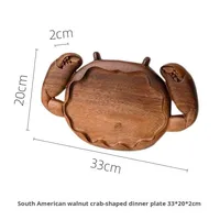 Plateaux en bois de noyer massif de qualité supérieure, sculptés à la main en forme de poisson et de crabe, plateau de service pour restaurant de fruits de mer, décoration de la maison, ustensiles de cuisine