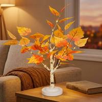 Lampe de table LED en forme de bouleau d'automne, en plastique, étanche IP44, alimentée par piles, lumière blanc chaud, décoration d'intérieur, utilisation en intérieur