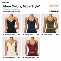 Ensemble de sport et yoga 2 pièces Dingtai pour femme : haut court brossé à col en V et blocs de couleur, short taille haute sculptant et rehausseur de fessiers