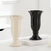 Vase en céramique chinoise de style crème de l'Est, motif pétale de lys français, pour fleurs hydroponiques, design moderne et simple, émail coloré, pour table et maison