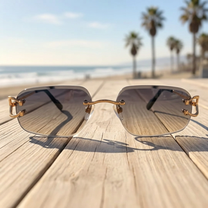 Glimmering Diamond Look Luxury Eco-Friendly Semi-Rimless <b>Sunglasses</b> for <b>Men</b> with Lightweight Comfort for All Seasons - Product Image 4
