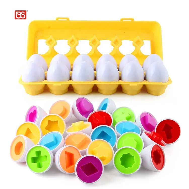 Игрушка BS, 12 цветных яиц, сочетающиеся формы, картонная игрушка для распознавания цветов и узоров яиц, игрушка Amazon для продажи