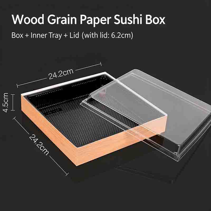 Couvercle de boîte à sushi en grain de bois