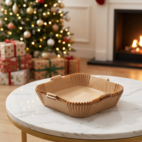 Papier de cuisson carré pour friteuse à air, résistant aux hautes températures et anti-fuite, papier sulfurisé en silicone double face 50-200 pièces, avec option OEM