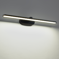 Lampu Dinding LED Modern Hitam Berbentuk Persegi Panjang dengan Bodi Aluminium, Kontrol Sentuh, Dapat Diredupkan, Cahaya Putih Hangat 3500K untuk Ruang Tamu.