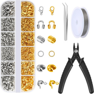 ชุดอุปกรณ์ทำเครื่องประดับ DIY 14 ช่อง สำหรับทำสร้อยข้อมือ  อะไหล่โลหะผสมทองและเงิน รูปทรงหลากหลาย ชิ้นส่วนชุบเคลือบ พร้อมเครื่องมือ - Product Image 1