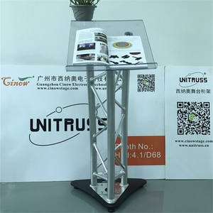 Acrílico transparente 4 pies gris <span class=keywords><strong>aluminio</strong></span> concierto vidrio discurso podio - Product Image 5