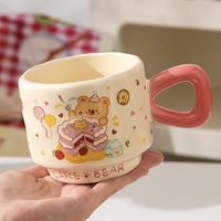 Mug en céramique avec motif d'ours mignon, résistant aux hautes températures, avec couvercle et cuillère, boîte cadeau, tasse à café pour la maison en Chine