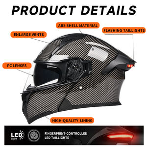 بيع ساخن خوذة دراجة نارية مفتوحة الوجه ABS بتصميم وحدات مع ضوء خلفي LED وموافق عليها من DOT لجميع الفصول لركوب الدراجات وسباقات الموتوكروس - Product Image 2