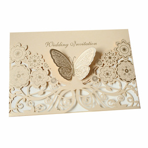 Ychon personalizzato 3d farfalla invito a nozze avvolgono carte da sposa per carte di menu per feste per matrimonio - Product Image 1