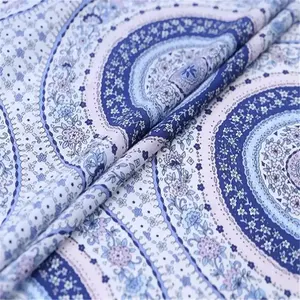 折扣中国瓷器蓝白100% 天然真丝绉纱女式衬衫面料