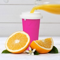 Tasse à Smoothie en Silicone réutilisable à Double pression, refroidissement rapide magique de la boue, tasse à glace avec couvercle et paille