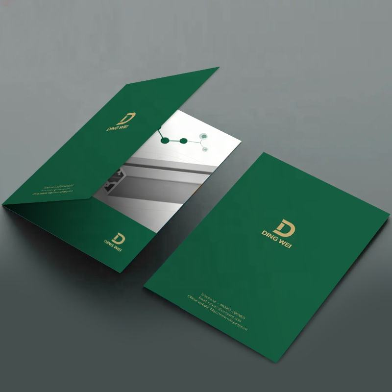 Custom Glossy Lamination Business Card & Document File Folder Recycled Cardboard with One Pocket for Brochure Printing
