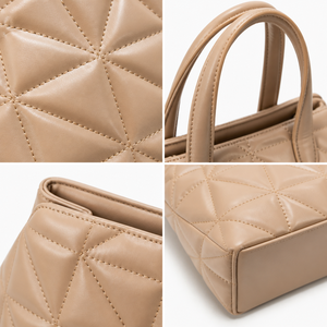 Sac fourre-tout matelassé en cuir PU, sac à bandoulière, sac à main beige pour femme, sac de tous les jours - Product Image 3