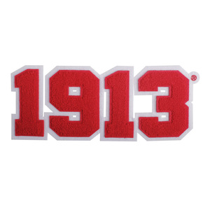 Écusson brodé thermocollant personnalisé, série tout noir, chenille, numéro grec 1913, pour vêtements - Product Image 2