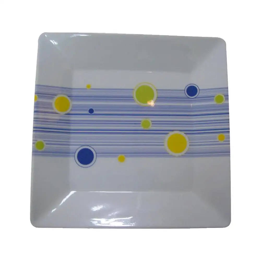 Elegante Melamine Diner Plaat Factory Supply Aangepaste Melamine Serveerschaal Goedkope Plastic Vierkante Plaat Servies