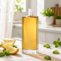 Bouteille de whisky rectangulaire en verre transparent à fond épais de 700 ml et 750 ml avec bouchon en liège et sérigraphie, vide, vente en gros