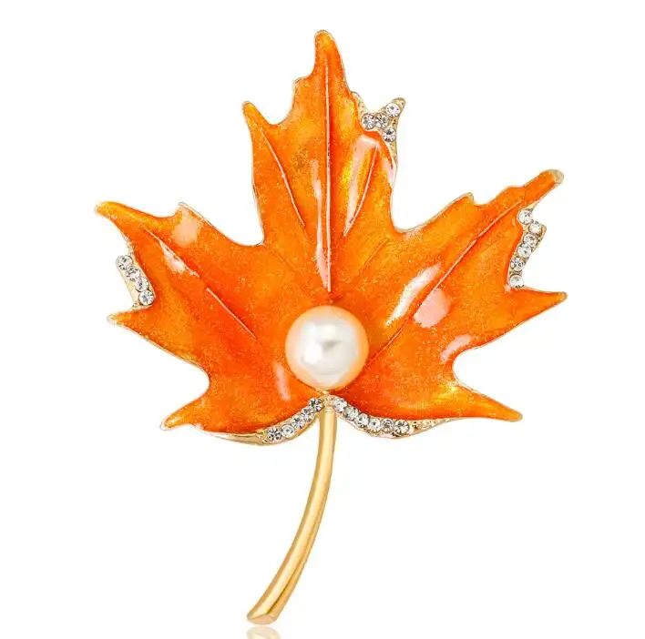 Factory Manufacturer Supplier Enamel Fashion Brooches For Dresses To Wedding Dress Leaf Brooch