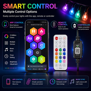 <span class=keywords><strong>Guirlande</strong></span> LED S14 Incassable avec Fonction de Reprise à un Point Spécifique, Contrôle par Application DC12V, 20 Ampoules, Espacement de 15 cm, Idéale pour Bistrots et Restaurants - Product Image 4