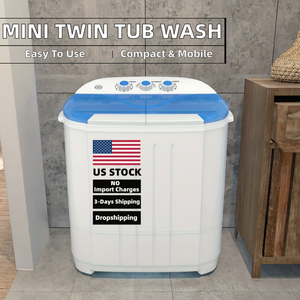 <b>Portable</b> 9Lbs <b>Mini</b> <b>Twin</b> <b>Tub</b> <b>Washing</b> <b>Machine</b> 5Lbs Spinner 14Lbs <b>Compact</b> Semi Automatic Gravity Drain for Apartments RV Plastic - Product Image 2