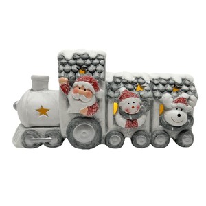 Handmade European Style Small Ceramic <b>Christmas</b> Train with LED Lights <b>Christmas</b> Holiday Decor Indoor Use - Product Image 4