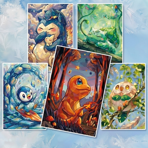 แผ่นกระดาษศิลปะสไตล์โปเกมอนลายฤดูใบไม้ร่วง ของสะสมงานศิลปะติดผนังลายอนิเมะ พิมพ์ลายตัวละครพิคาชู เกนการ์ อีวุย แบบพกพา - Product Image 1