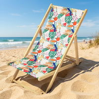 Chaise longue de plage portable en bois, ergonomique, moderne, pliable, robuste, avec dossier réglable en tissu Oxford pour l'extérieur