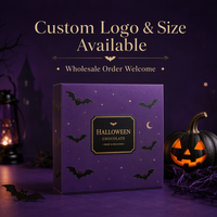 Boîte à chocolat personnalisée pour Halloween, boîte cadeau en papier rigide avec motif de chauve-souris, emballage de luxe pour bonbons en gros, OEM ODM, écologique