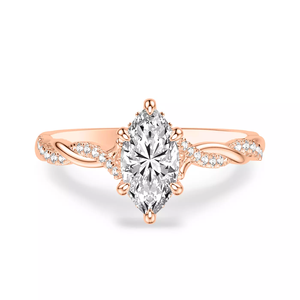 แหวนหมั้นเพชรทรงมาร์คีส์ 14K ทองคำ ประดับเพชรเลี้ยงในห้องปฏิบัติการ พร้อมใบรับรอง IGI ดีไซน์เกลียวแบบอินฟินิตี้ ฝังเพชรด้านข้าง สำหรับผู้หญิง - Product Image 5