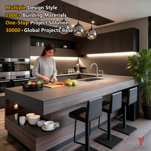 Armoire de <span class=keywords><strong>cuisine</strong></span> modulaire d'angle en bois laqué, écologique, ignifuge, moderne et luxueuse pour l'intérieur - Product Image 1