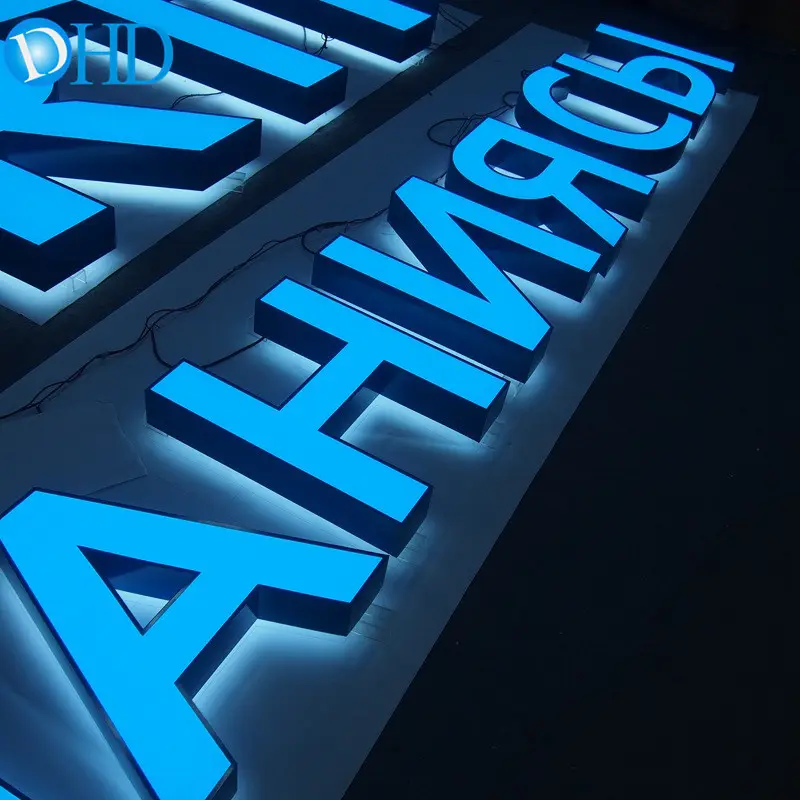 Custom decorative 24 business sign 3d outside led front lit & back lit logo sign