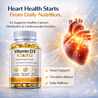 Capsules de Vitamine D3 K2 B12 Formule Triple Concentration avec Huile de Coco Complément Alimentaire 60 Capsules OEM Marque Privée