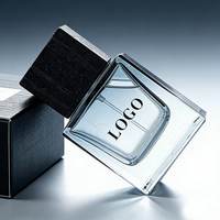 Prix d'usine – Flacons de parfum carrés en verre noir mat de 30 ml, dégradé givré, avec pulvérisateur à pompe et fond épais, sérigraphie