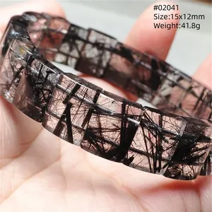 Natürlicher Schwarzer Rutilquarz Runde Perlen Gold Klassisches Strang-Armband Schmuck für Frauen Männer Klare Perlen CCGTC-Zertifikat - Product Image 2