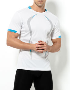 เสื้อยืดโพลีเอสเตอร์ระบายอากาศได้ดีสำหรับผู้ชายเสื้อผ้าแขนสั้นทรงสลิมฟิตพิมพ์โลโก้ OEM - Product Image 3