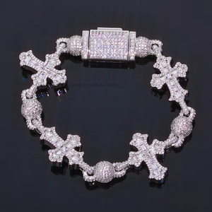 Vintage Jewelry Mixed <b>Set</b> T Square Zircon Cross Men's <b>Bracelet</b> Hip Hop Bead Chain Tanjing - Product Image 1