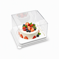 Boîte d'emballage alimentaire carrée en PET transparent de qualité alimentaire, épaisseur 2 mm, personnalisable avec impression, modèle DT-279, pour pâtisserie, mousse, gâteau, pain
