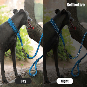 Venta al por mayor personalizado luminoso reflectante resistente de lujo hecho a mano de nylon perro collar Correa conjunto para mediano grande accesorios para perros - Product Image 2