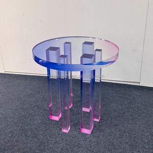 Salon personnalisé en usine <span class=keywords><strong>Table</strong></span> basse en acrylique de couleur dégradée Villa au design moderne Petite <span class=keywords><strong>table</strong></span> ronde en acrylique - Product Image 2