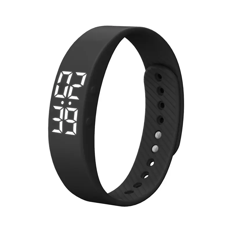 Students Silicone band white led display Electronic vibrating Alarm 3D pedometer digital watch fitness wristband