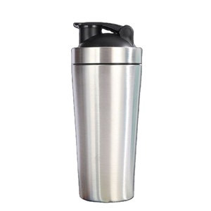 خلاط مزدوج الجدار من الفولاذ المقاوم للصدأ بشعار مخصص ، هزازات البروتين خالية من Bpa ، زجاجة شاكر معدنية - Product Image 1