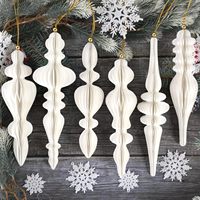 Lanternes en papier nid d'abeille 3D personnalisées en gros, décorations de Noël suspendues de luxe pour arbre, ornements vintage couleur vive, Nouvel An