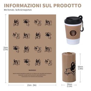 Sacs à déjections pour animaux de compagnie biodégradables en HDPE+EPI, parfum café, marron, épaissis, avec contrôle puissant des odeurs, 23x33cm, pour chiens et chats, modèle 2026 - Product Image 6
