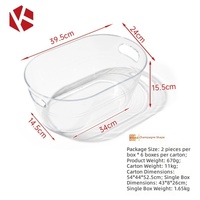 Seau à glace ovale transparent en acrylique de 5 L avec poignées, bac à boissons empilable pour bar, fête, mariage, refroidissement des boissons