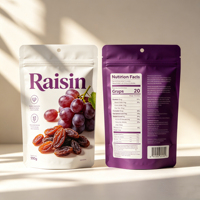Sachet en plastique personnalisé avec logo pour fruits secs, emballage alimentaire sec, sachet en plastique pour raisins, vente en gros